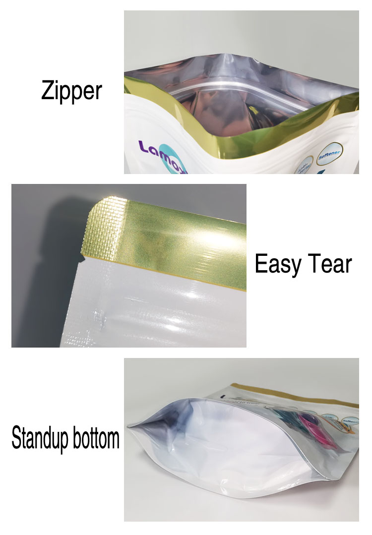 Laundry Detergent Plastic biodegradable bag for liquid stand Up recyclable pouch spout pouch