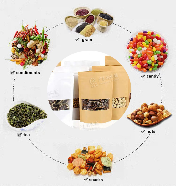 Chinese suppliers high quality food grade stand up kraft pouch zipper top custom tea spice Seasoning paper bag