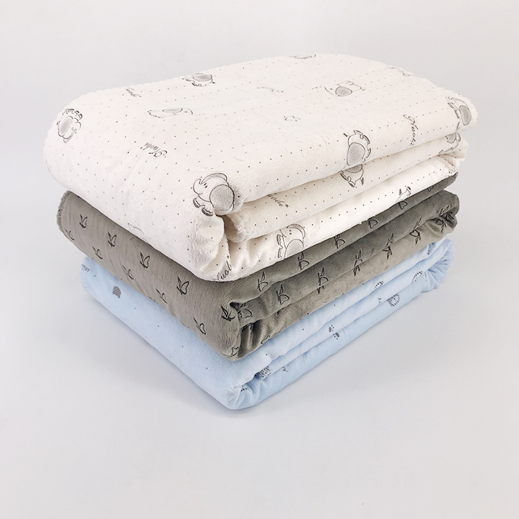 New fashion warm soft glue printing flannel fleece + plush sherpa blanket for winter double layer