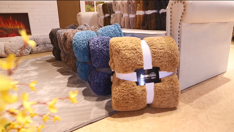 Knit Blanket Sherpa Fleece Throw Blanket Melange Yarn Floral Plain Winter 100% Polyester Knitted Adults OEKO-TEX STANDARD 100