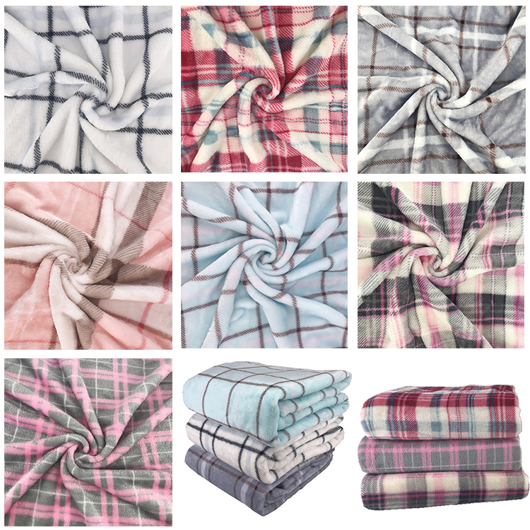 super soft flannel baby polyester plaid printed fabric