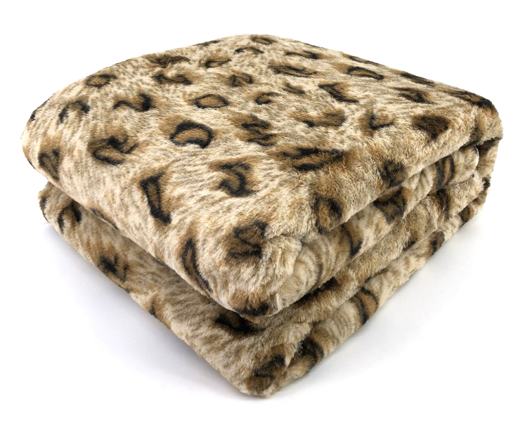 2ply 100% polyester faux fur throw bottom leopard printed brushed pv fuzzy plush fleece blanket for winter double layer