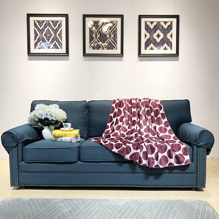 Warm velvet plush throw blanket for bed 100% polyester 3D embossed bottom printed flannel fleece blanket