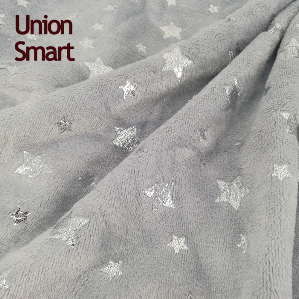 Soft solid flannel fleece fabric cloths with metallic foild