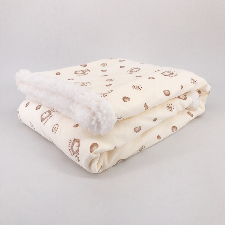 Good quality glue printed polyester double side fleece flannel sherpa blanket children