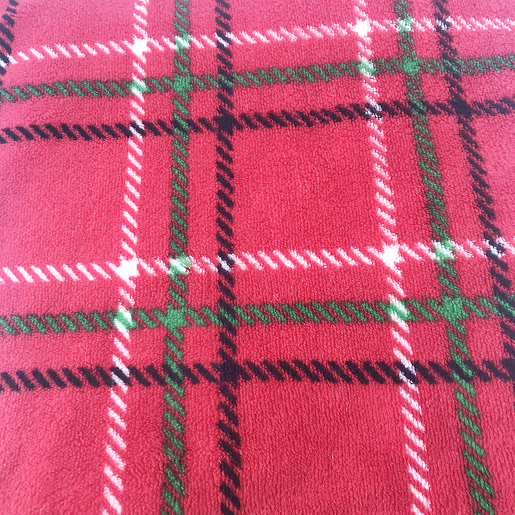 Merry Christmas style printed plush plaid coral fleece throw blanket