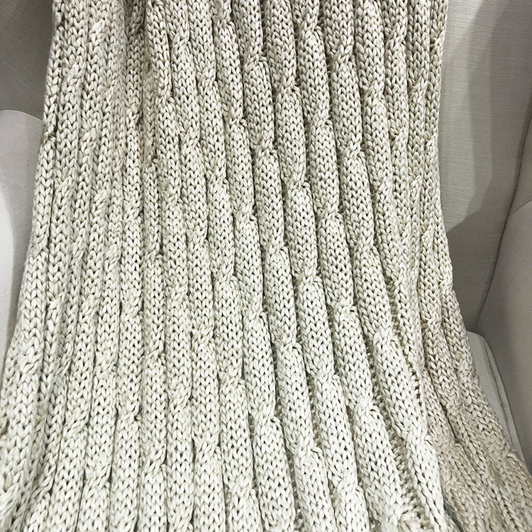 Soft touch acrylic fleece sofa decorative fringed cellular blanket throw chunky knitted blankets