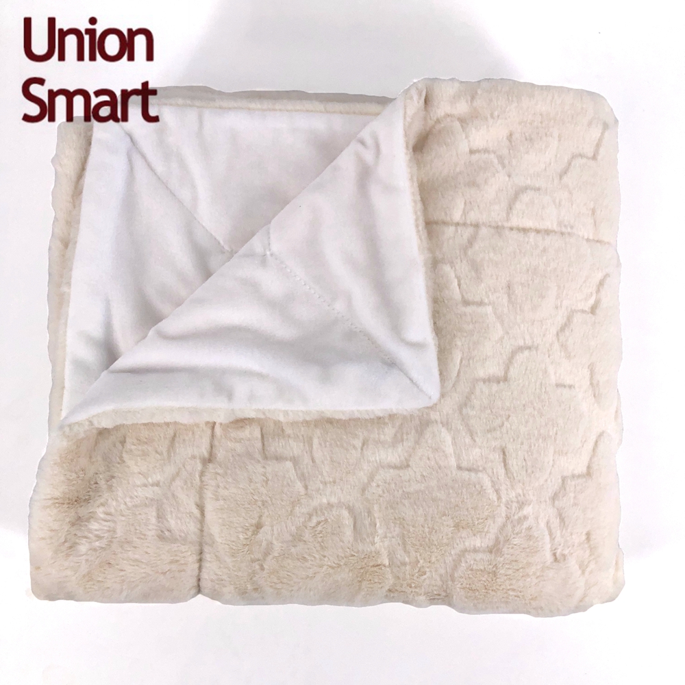 Blanket for winter double layer jacquard knitted fabric comfortable brushed bunny fur reversibler mink blanket