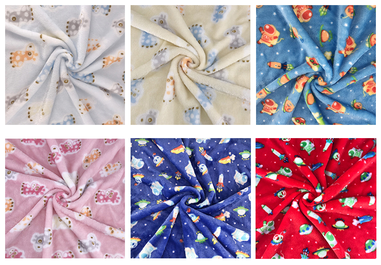Cute Printed Baby Blanket Flannel Fleece Fabric for Blankets Fabric Manufacturer Soft Fuzzy Plush 100% Polyester Woven Quality