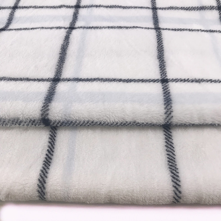Super soft flannel baby fabric blue plaid printed fleece fabric for blanket sofa toy
