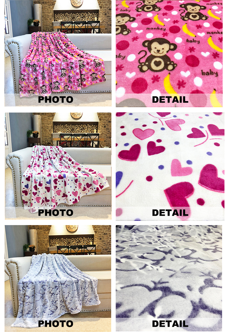 Jacquard Plush Blankets Fleece Blanket Double Side Printed Flannel 100% Polyester Raschel Blanket Anti-pilling and Printed