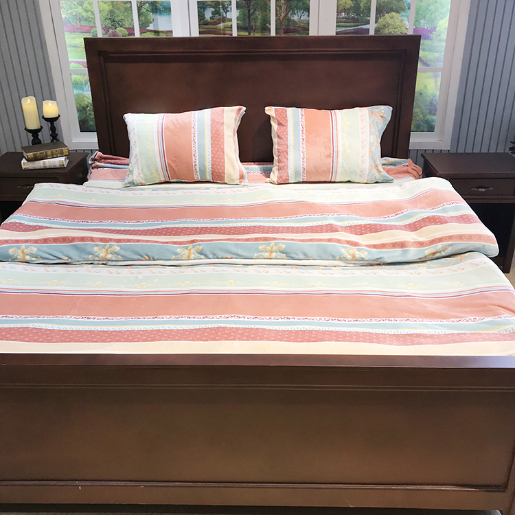 King Size Stripe Jacquard Luxury Bed Sheet Comforter Sets Printed Flannel Fleece Bedroom Blanket Sets 4pcs Adult Woven 40 4 Pcs