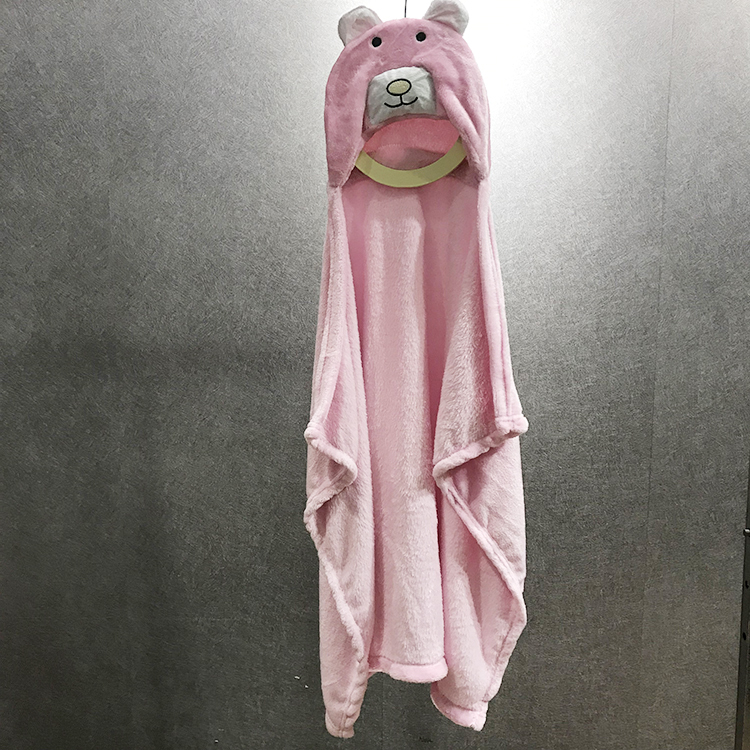 Kids Blankets Baby Wearable Blanket with Hood Wholesale Hooded Animal Jacquard 100% Polyester Raschel Blanket Rectangular