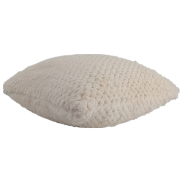 Luxury Velvet Jacquard Rabbit Fur Cushion Cover Sofa Pillow