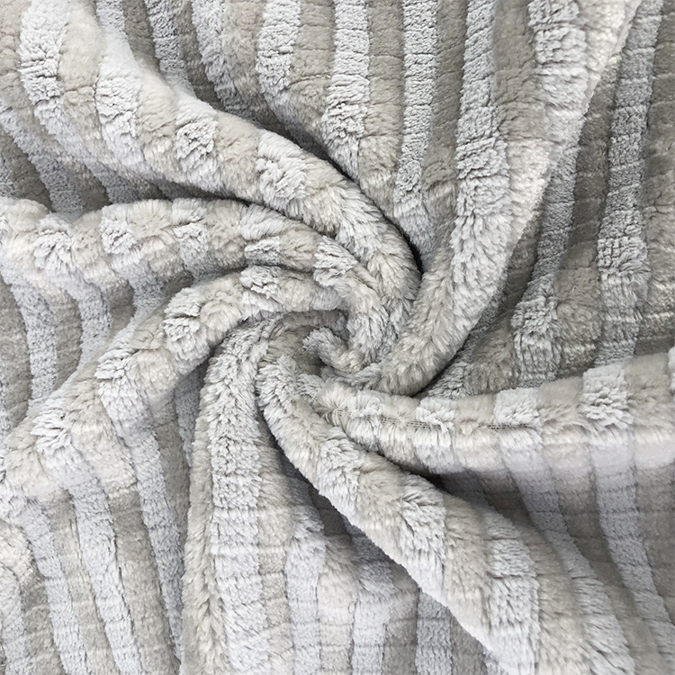 Super soft jacquard stripe Embossed jacquard fleece flannel fabric