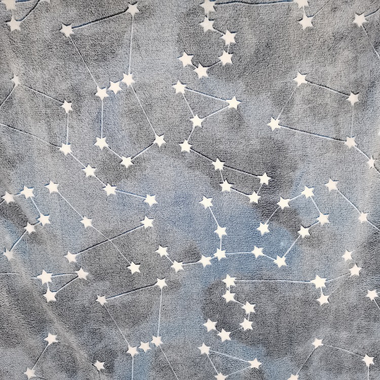 Glow in the dark wrinkle resistant flannel fleece blanket with constellation for children gift no blur blanket