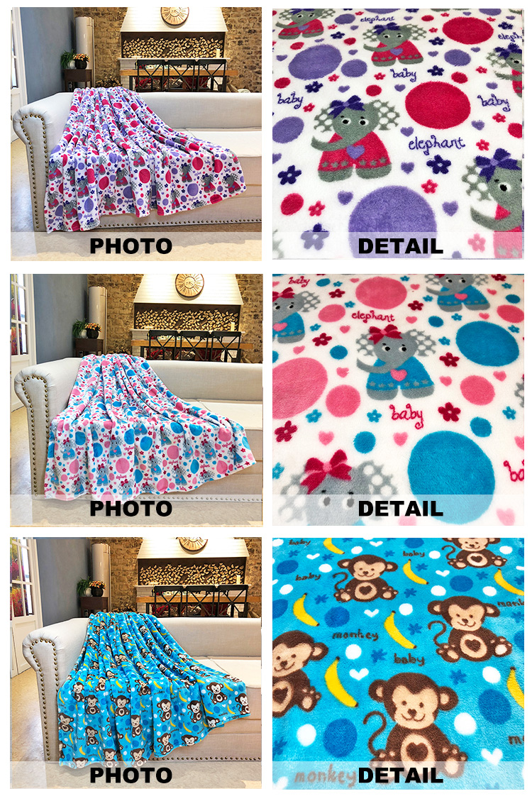 Jacquard Plush Blankets Fleece Blanket Double Side Printed Flannel 100% Polyester Raschel Blanket Anti-pilling and Printed