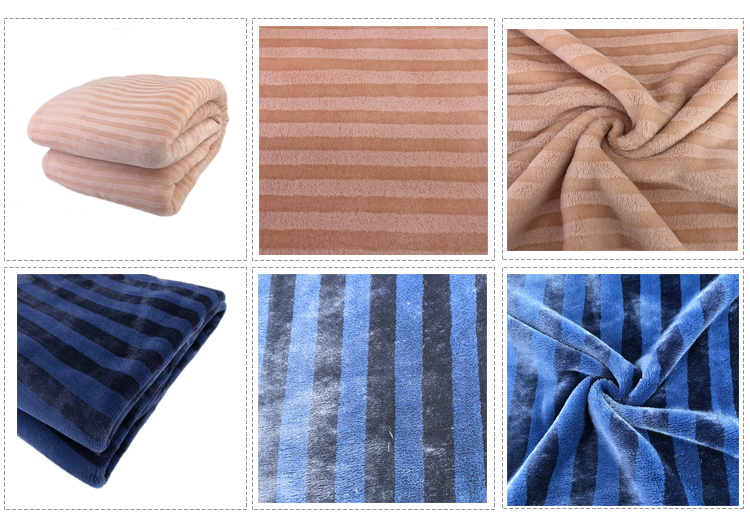 Color customized stripe printed flannel fleece Fabric for baby blanket
