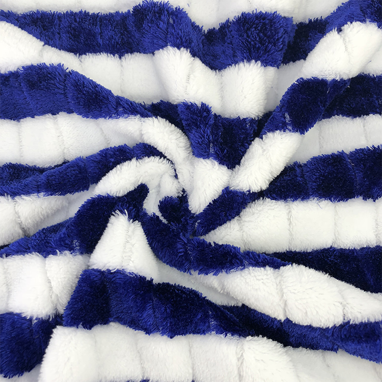 Jacquard home textile Plush striped fleece flannel blanket throw fabric