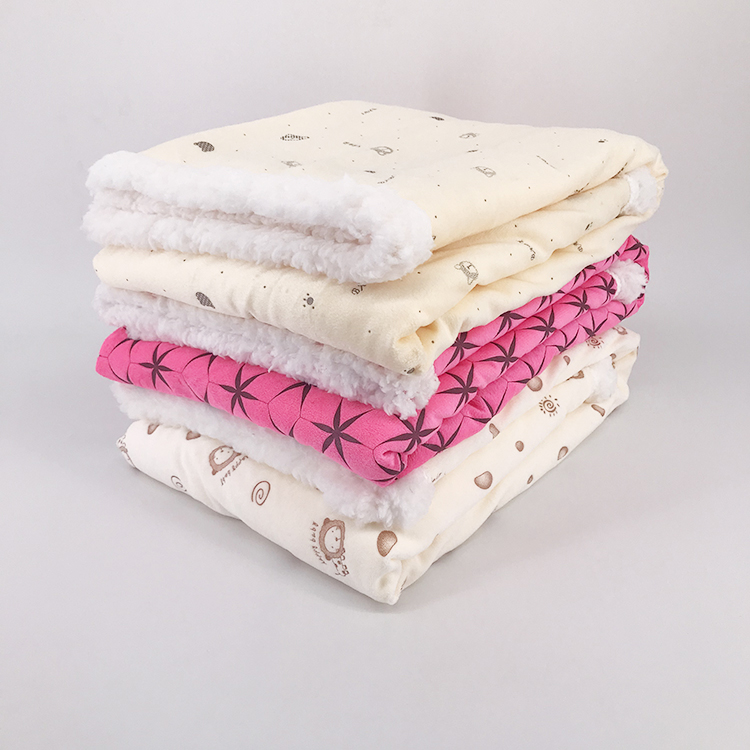 Fashionable glue printed mink blankets 2ply polyester sherpa fleece baby blanket for children beds