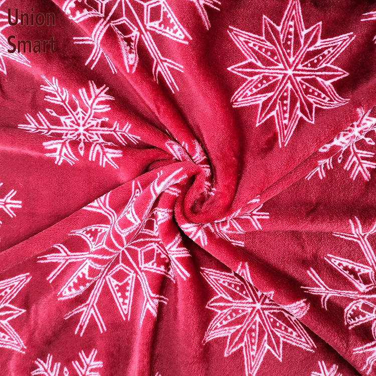 Christmas style printed flannel fleece plush fuzzy woven sofa throw blanket snowflake design