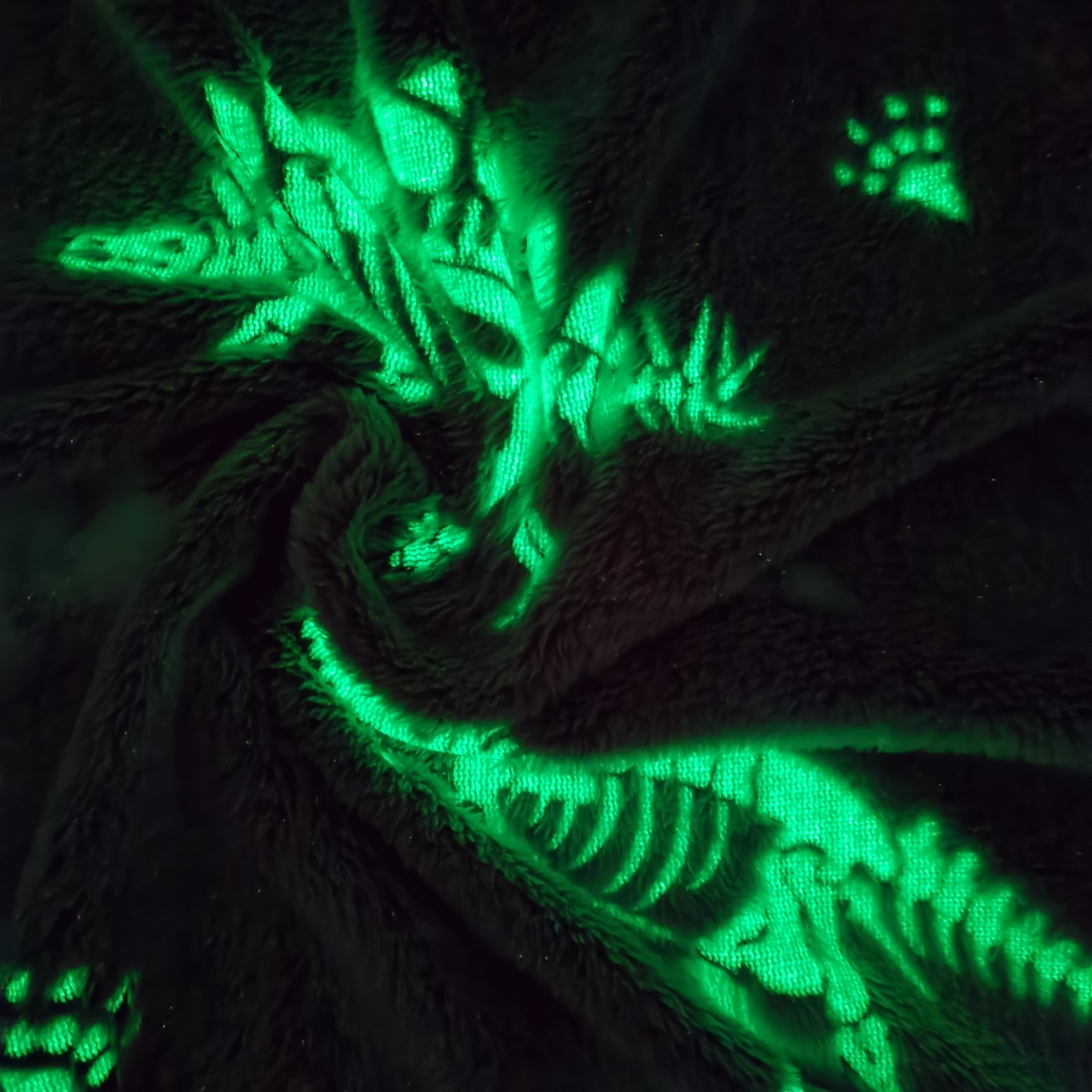 Polyester flannel coral fleece luminous dinosaur design fluorescent baby blanket glow in the dark luxury blanket throw for kids