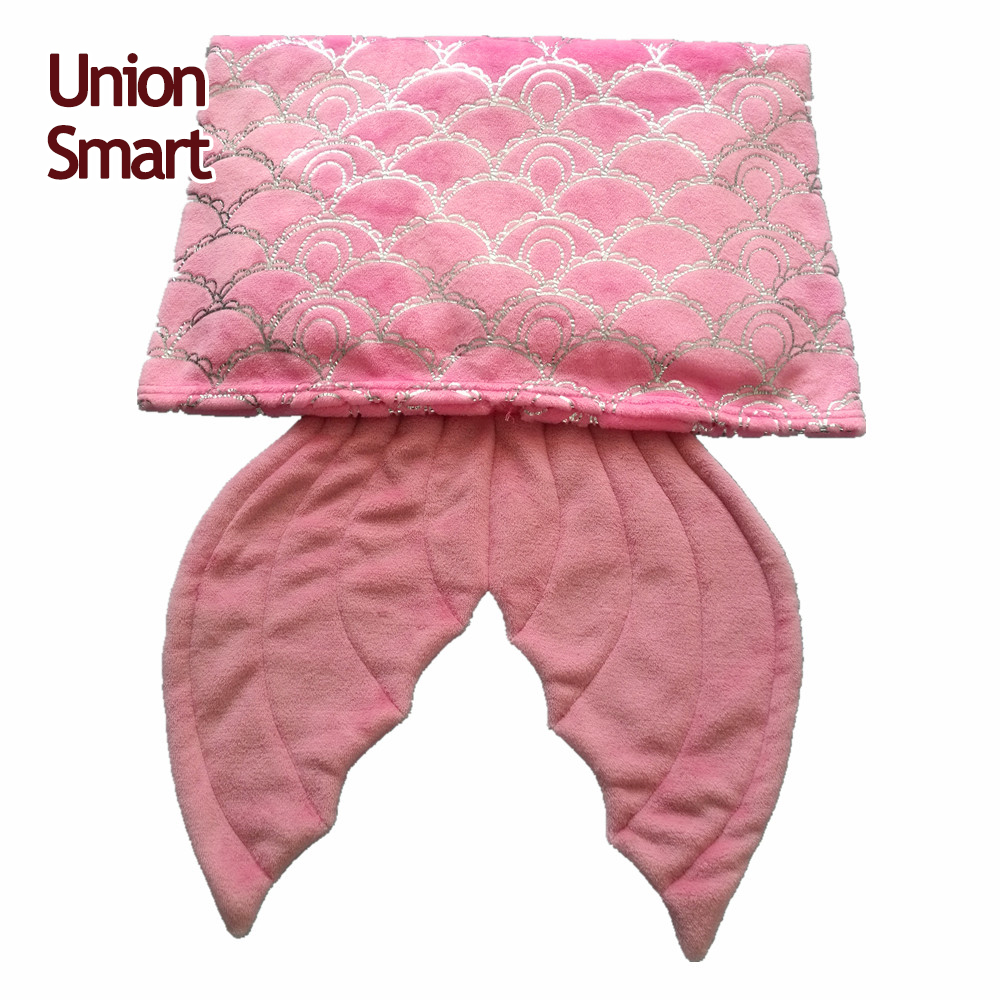 167cm coral fleece adult Mermaid tail blanket with Metallic foil Printing