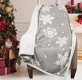 snow design sherpa Jacquard velvet fleece blanket  snowflake pattern throw Christmas gift