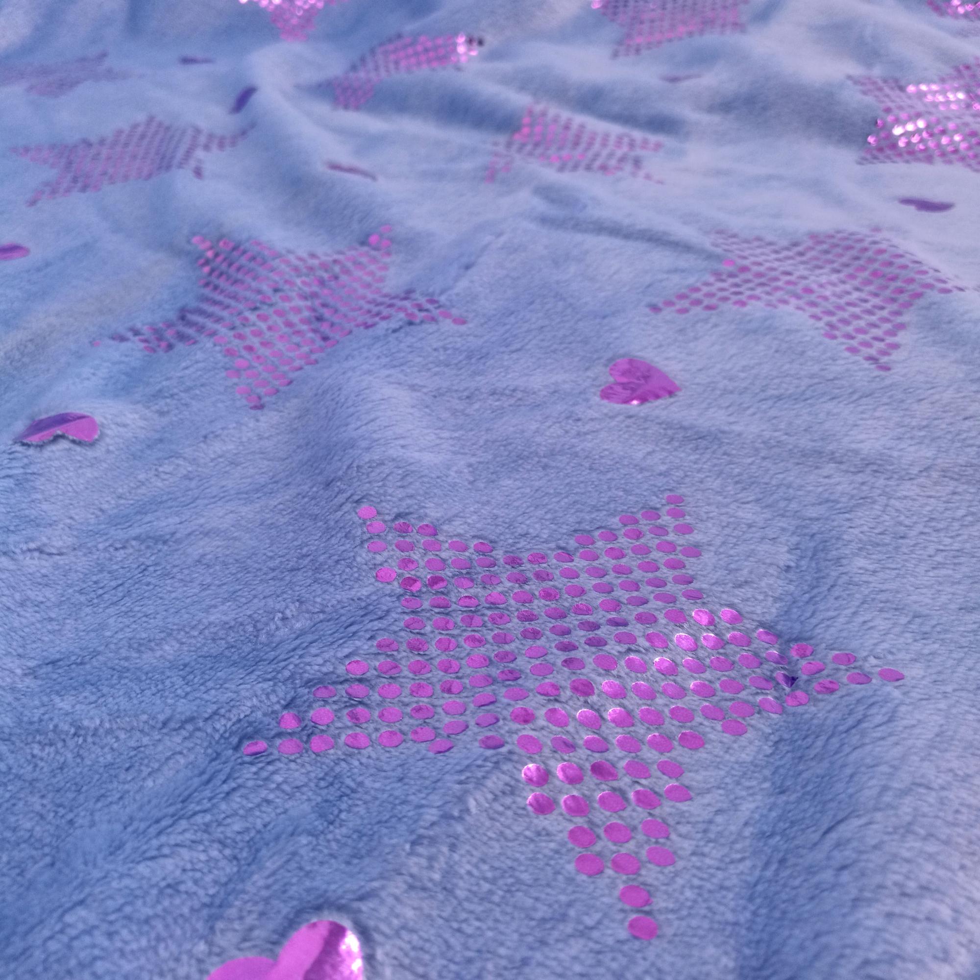 Personalized sparkle flannel blanket with stars metallic foil printed