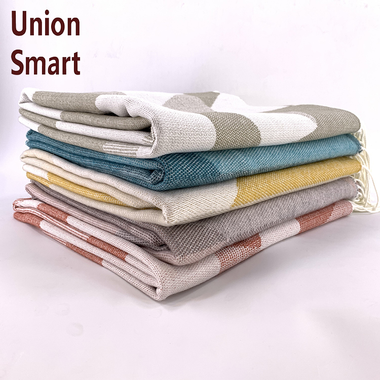 Fringe Throw Blanket Lightweight Soft Cozy for Bed or Sofa Farmhouse Outdoor Decorative Herringbone Faux Cashmere All-season