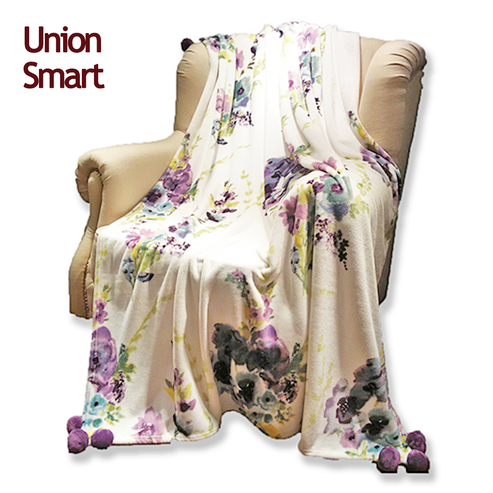 Quality assurance coral fleece blanket manufacturer for autumn factory pompom bedding blanket