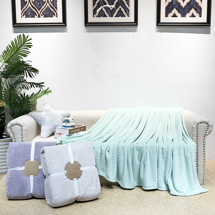 Queen size pop corn velvet plush flannel fleece throw blankets for home textile