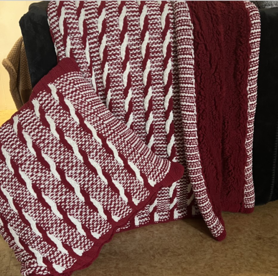 100% polyester double layer cable knit sherpa acrylic blanket