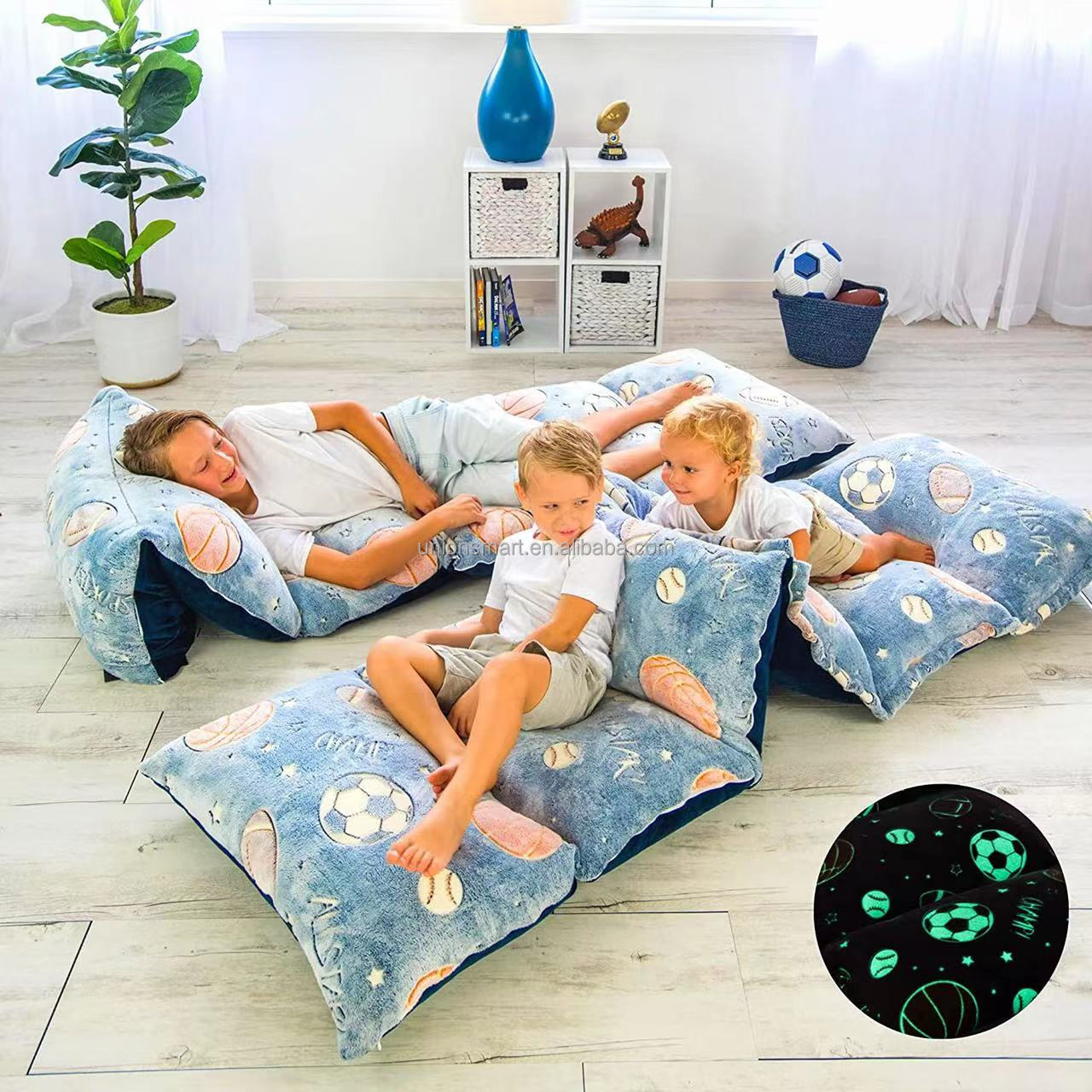 Glow in The Dark Flannel Pillow Bed Floor Lounger Cover for Children Kids Jiangsu 100% Polyester OEKO-TEX STANDARD 100 Endless