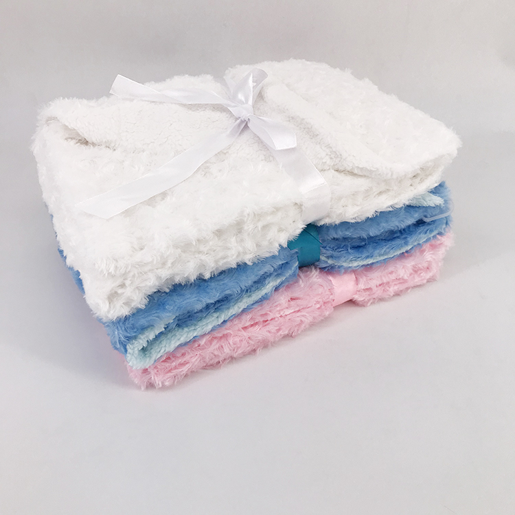 White pink warm baby blanket luxury PV fur brush flowers kids night blanket