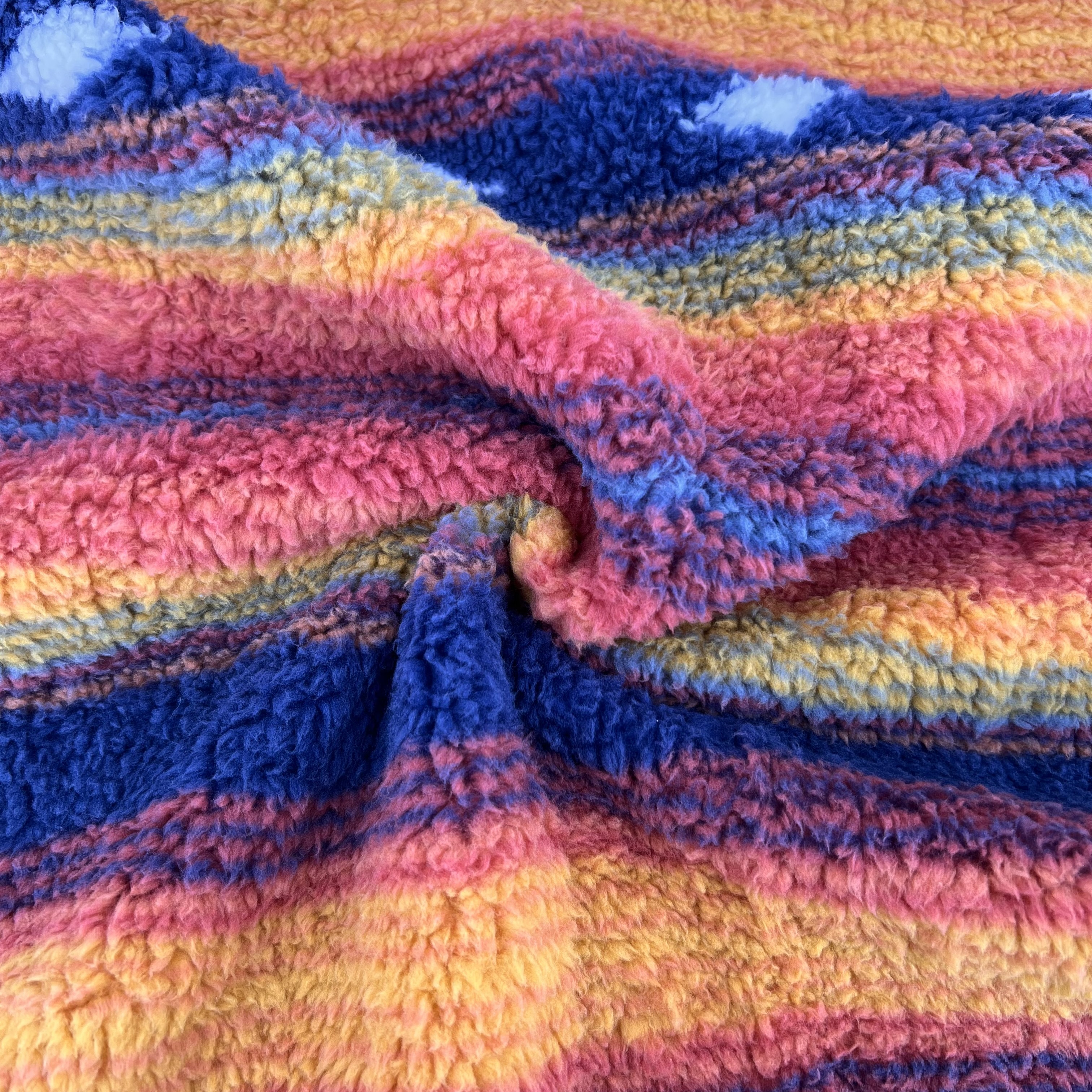 Wholesale super soft rainbow printed sherpa sherpa brushed fluffy blanket throw