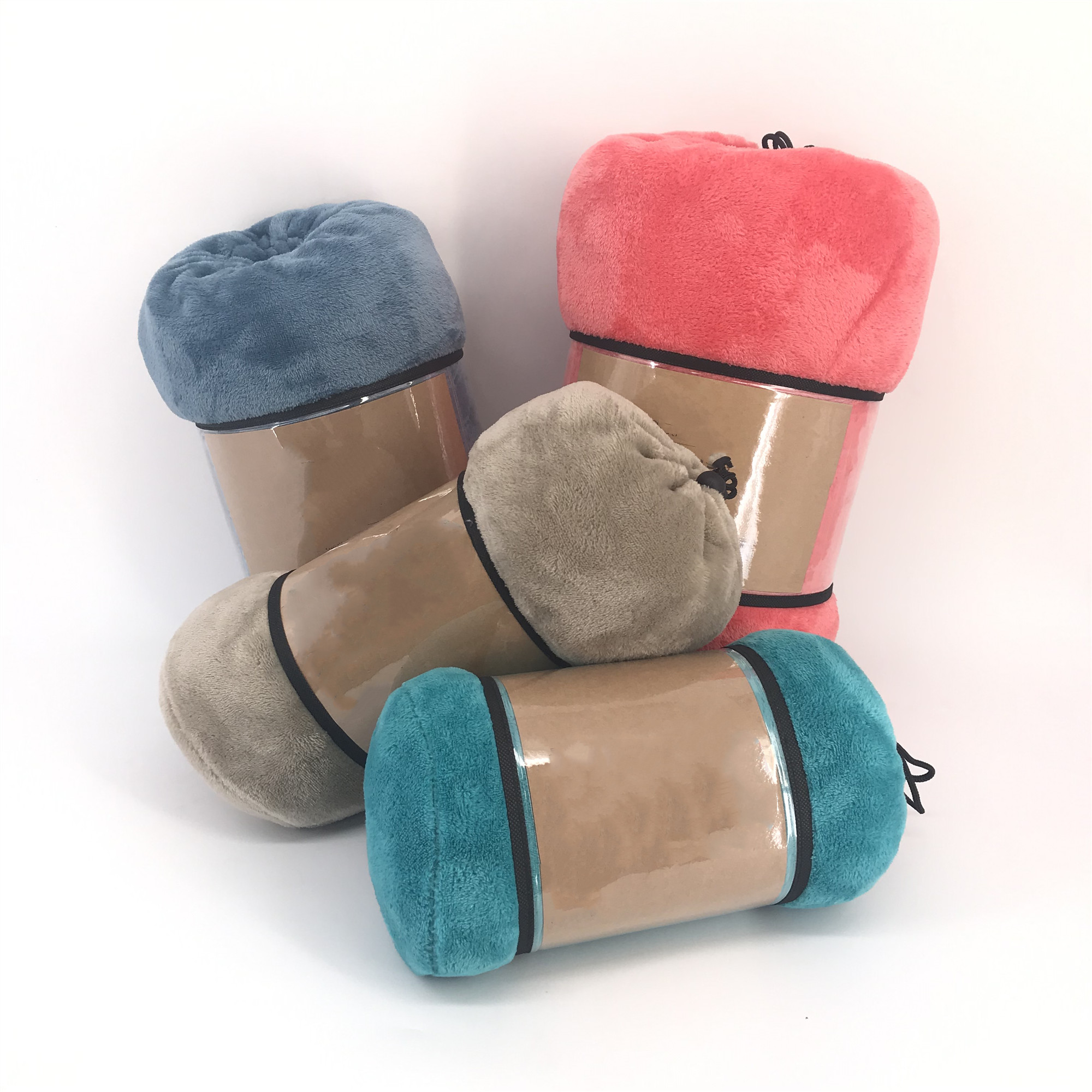Hot sales popular super soft solid flannel coral fleece blanket throw promotional travel blanket in pouch