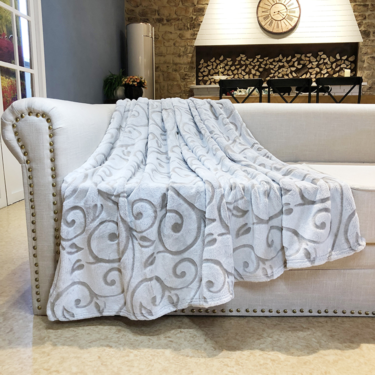 Custom bottom printed flannel fleece throw blankets jacquard home comfort blanket for easy care
