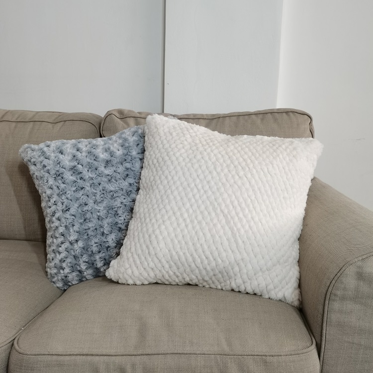 Luxury Velvet Jacquard Rabbit Fur Cushion Cover Sofa Pillow