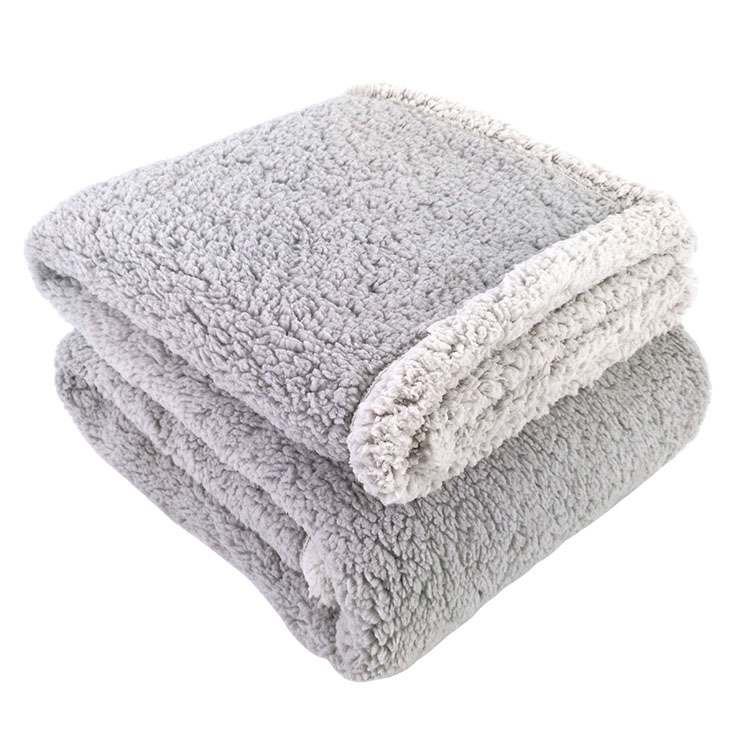 Double layer soft luxury bedding throws blanket reversible sherpa fuzzy plush fleece throw bed blanket