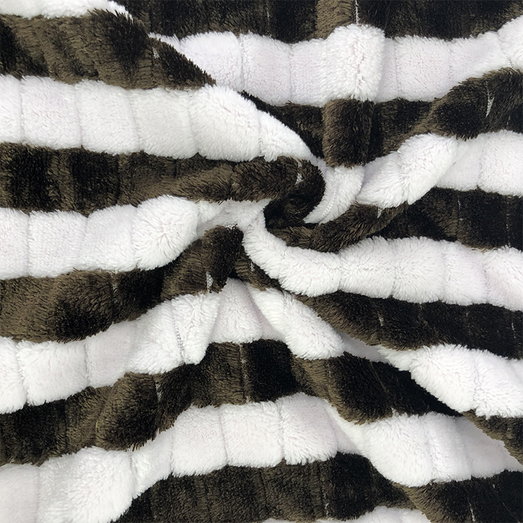 100% polyester striped jacquard melange flannel plush Anti-pilling fabric roll
