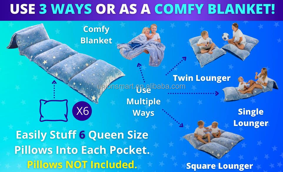 Glow in The Dark Flannel Pillow Bed Floor Lounger Cover for Children Kids Jiangsu 100% Polyester OEKO-TEX STANDARD 100 Endless