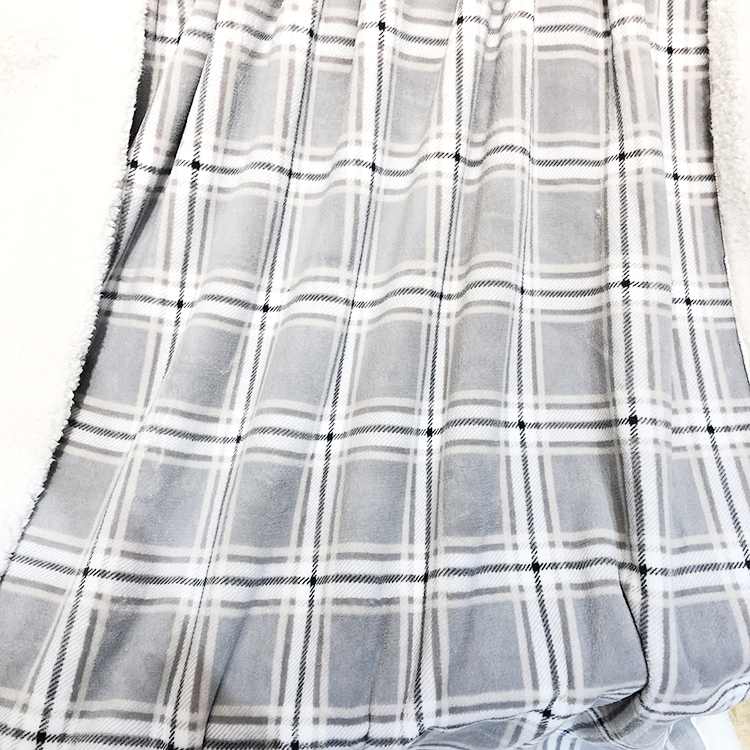 With Solid Sherpa Knit Blanket Throw Grey Plaid Printed Coral Fleece Jacquard 100% Polyester Thread Blanket/towel Blanket CN;JIA