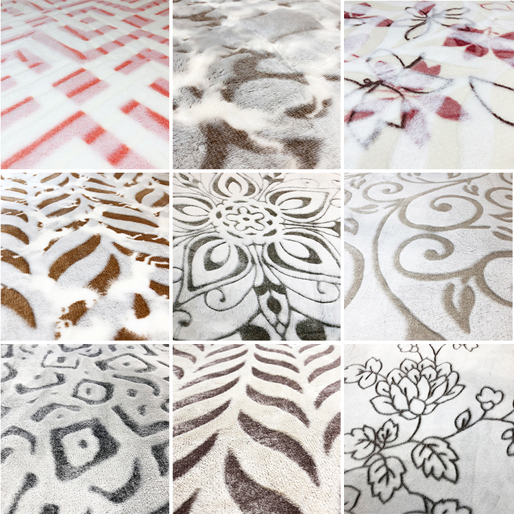 3d embossed back side printed flannel fleece 1 ply sofa blanket