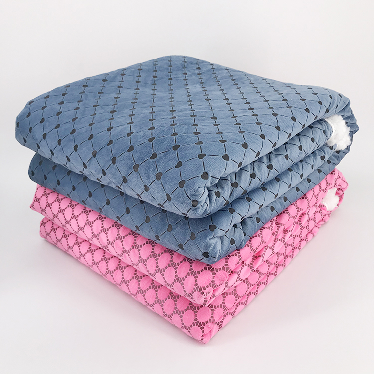 New fashion warm soft glue printing flannel fleece + plush sherpa blanket for winter double layer