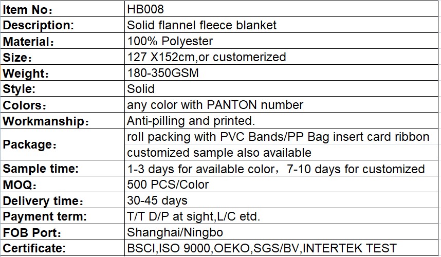 Fleece Throw Blanket Custom Printed Fabric Solid Flannel Warm and Cozy Soft Fuzzy Plush Plaid 100% Polyester Adults Knitted