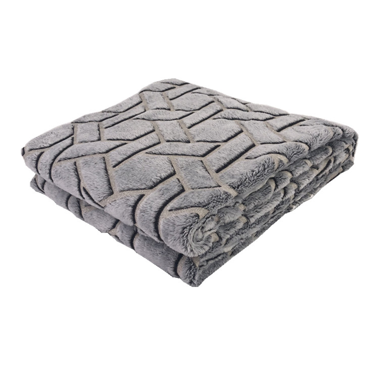 Super soft plush fleece velvet geometric jacquard knitted sparkle flannel embossed throw blanket for decorative
