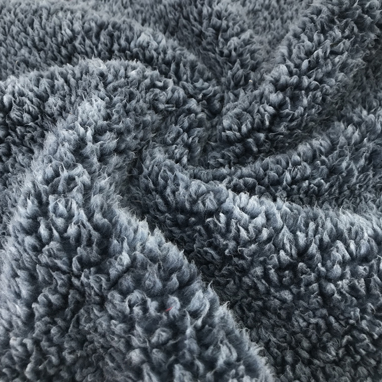 New TEC Melange Yarn Fabric Polyester Sherpa Fleece with Panton Number Knitted 100 Grey Color,any Color Plaid 200-350GSM 150/288