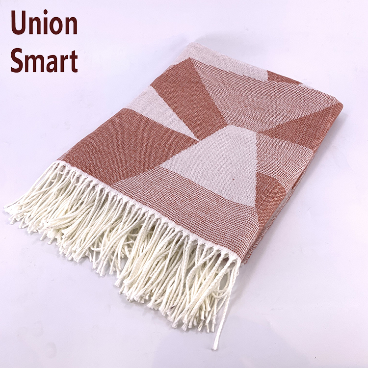 Fringe Throw Blanket Lightweight Soft Cozy for Bed or Sofa Farmhouse Outdoor Decorative Herringbone Faux Cashmere All-season