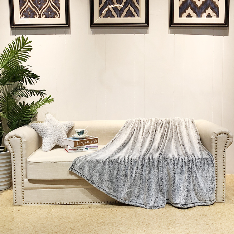 100% polyester bottom printed fuzzy fur fluffy fleece plush sofa throws blanket